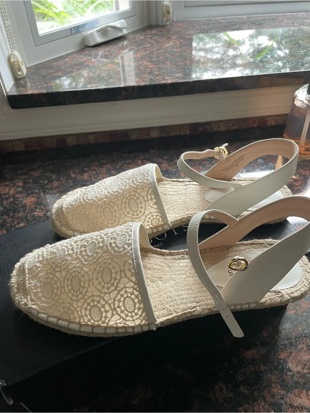 Talbots Cream Crochet Espadrille Slingback Flats$119.marked dn to $99.99. 1/2off